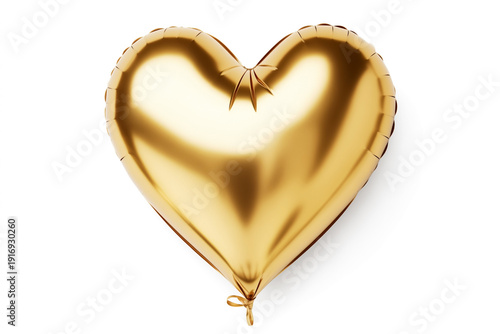 one gold shiny color metallic balloon inflatable festival in shape of heart