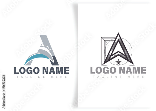 Modern Letter A Logo Designs with Eagle and Geometric Elements