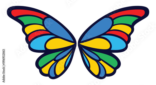 Colorful butterfly illustration with vibrant segmented wings displayed prominently
