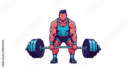 Muscular man performing a barbell deadlift exercise in a vibrant style