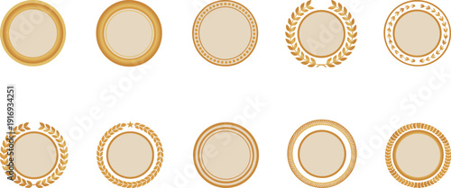 Badge, award, gold, circle, wreath, laurel, star, border, decorative, emblem, vector, graphic, design, illustration, pattern, template, layout, ornate, background, symbol, achievement