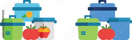 Colorful illustration of blender bottles and blenders with fruits