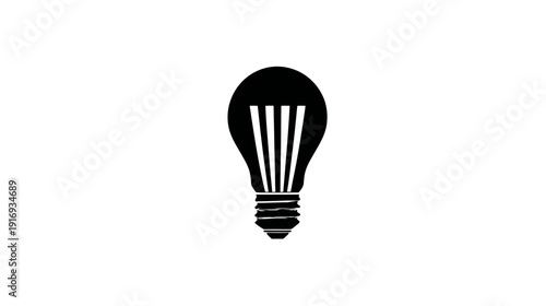 A black and white illustration of a light bulb