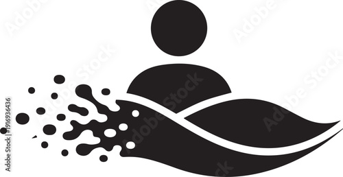 Person icon dissolving into water splashes abstract concept vector graphic