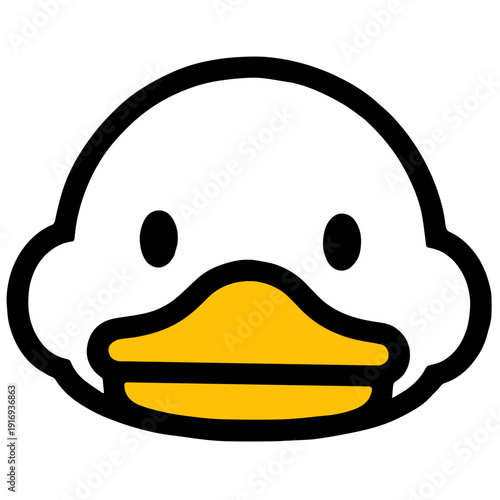 Smiling cartoon duck face with yellow beak illustration