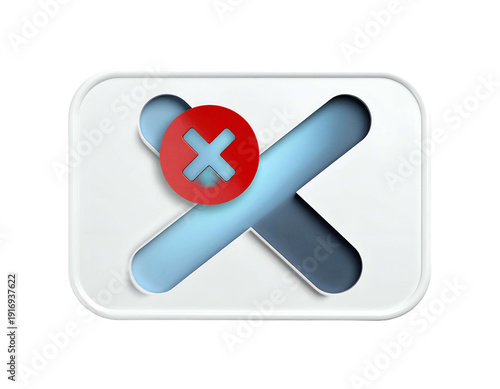 3D rendered icon red cancel symbol over blue crossed bars