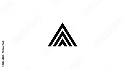 Black and white image of a geometric shape comprised of three stacked triangular forms