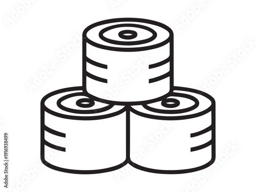 Illustration of three stacked round hay bales isolated on white background