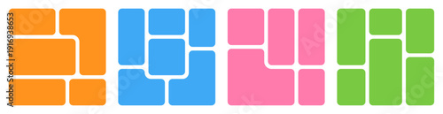 Colorful Bento Shapes Vector Set with Geometric Block Grid Layout
Modern Rounded Rectangle Tiles Collection on Transparent Background PNG
