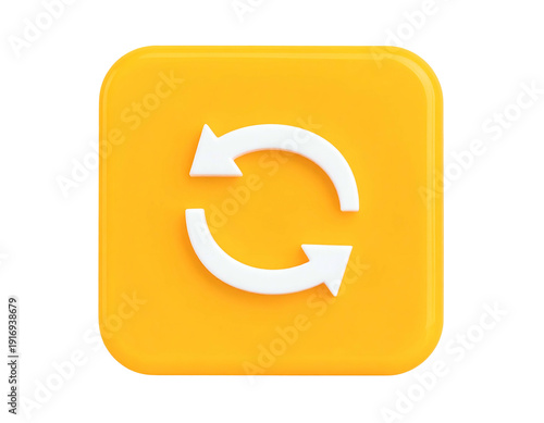 Square, yellow, button with white circular arrows