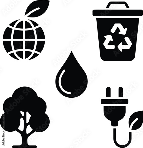 Solid glyph environmental icons