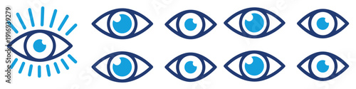 eye retina vision icon set
