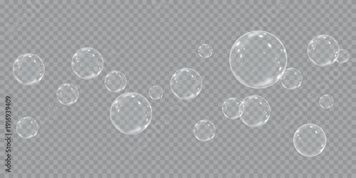Festive bubbles.Network of realistic soap bubbles.Vector.EPS 10.