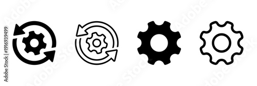 Settings Gear Icon Set Configuration Cog Wheel System Preferences UI Vector Illustration