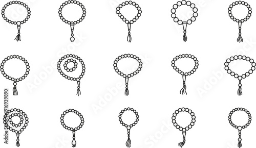 Set of Islamic Prayer Beads, Ramadan Kareem, Tasbih, Misbaha, Mala, Rosary, Islamic Culture, Muslim Worship, Religious Items