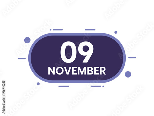A digital illustration of the date November 9th in a modern, minimalist style