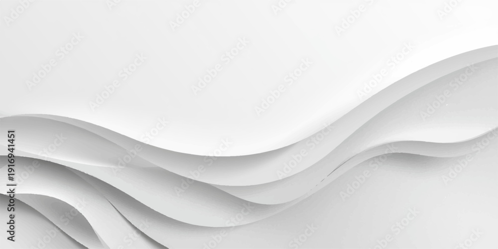 Fototapeta premium Abstract white background with soft grey wavy curves and flowing light lines creating a modern futuristic vector design wallpaper