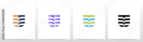 Abstract Open Book Pages Stripes Letter Initial Logo Design U