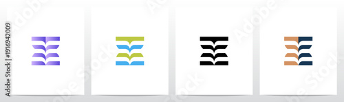 Abstract Open Book Pages Stripes Letter Initial Logo Design X