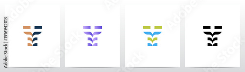 Abstract Open Book Pages Stripes Letter Initial Logo Design Y