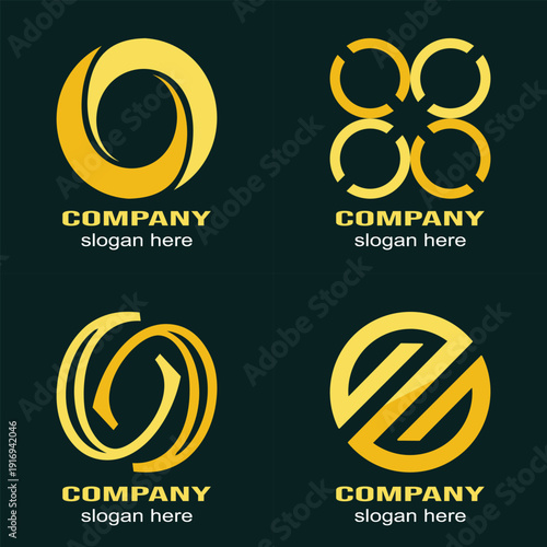 Modern monogram and abstract symbol logos in luxury gold style. Clean vector set ideal for corporate branding, startup identity, digital agency, and premium brands.