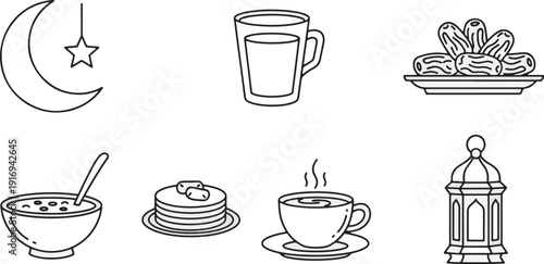 Ramadhan Kareem Icons A Collection of Festive Symbols for the Holy Month