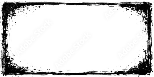Black grunge frame border with dirty paint splatter texture for vintage design and text decoration vector.