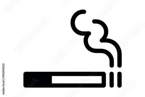 A simple black icon of a cigarette with smoke rising.