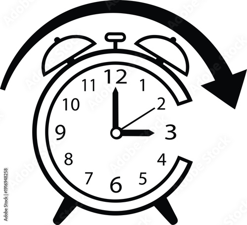 Daylight Saving Time change alarm clock icon symbol vector
