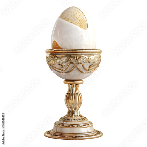 decorative egg holder stand elegant isolated on pure white background 