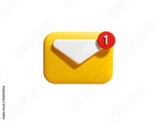 A bright yellow envelope icon with a red notification bubble