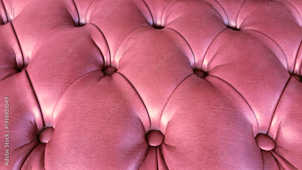 Obraz premium Close-up of pink button tufted leather upholstery, close up