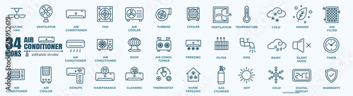 Air Conditioner Icon — Cooling HVAC Climate Control System, AC Unit, Ventilation Fan, Temperature Technology Vector