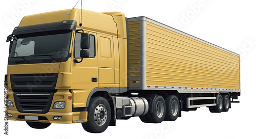 Yellow truck mockup png isolated on transparent background