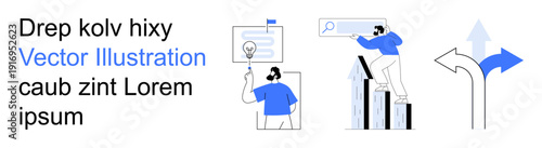 Leadership, business growth, decision-making, navigation, goal-setting, analytics. Person analyzing insights with charts. Leadership and business growth concept