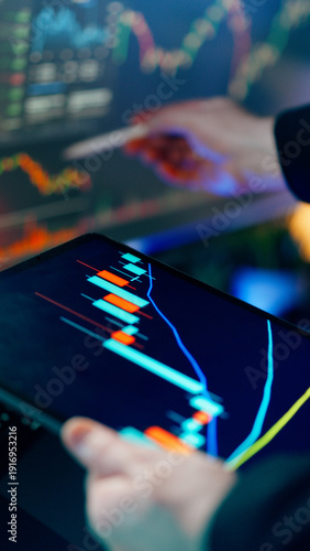 Crypto market momentum analysis businessman trading