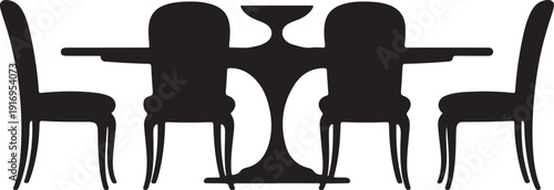 Black chairs and table silhouette dining set