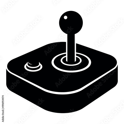 Retro video game joystick icon silhouette representing vintage gaming and entertainment technology.