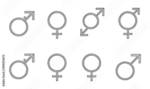 Collection of vector gender symbols in circular outlines