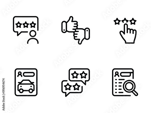 Collection of vector icons representing customer reviews and ratings