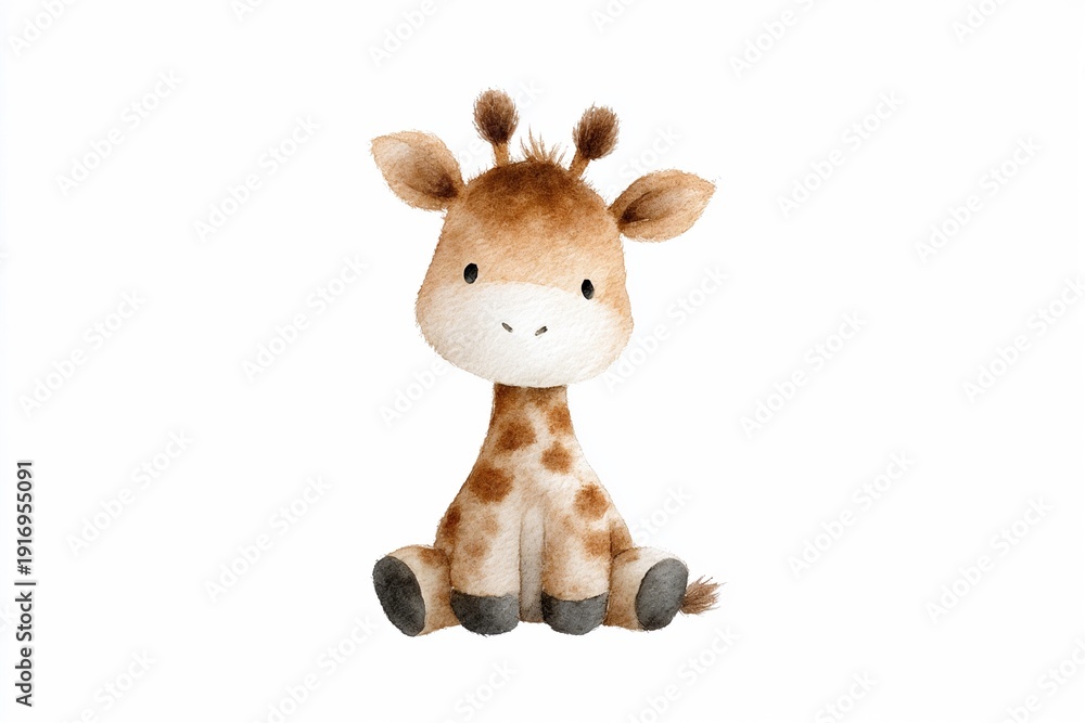 Obraz premium Cute watercolor giraffe illustration on white