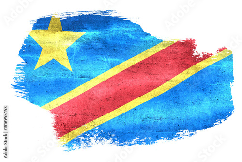 Democratic Republic of Congo flag grunge brush stroke texture