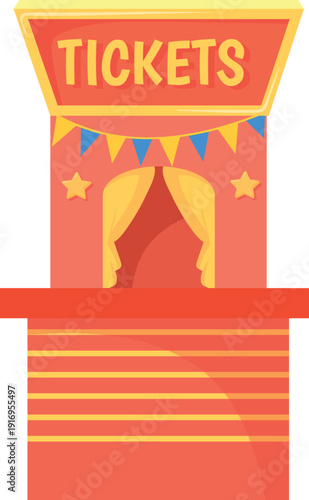 Tickets booth cartoon icon. Funfair show stand