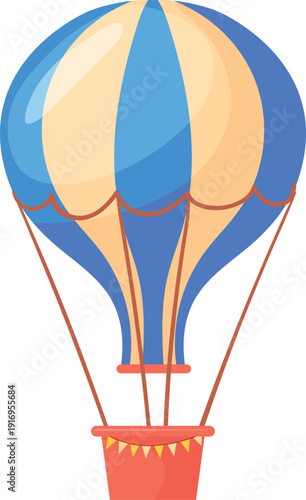 Festive air travel balloon. Vintage wind transport