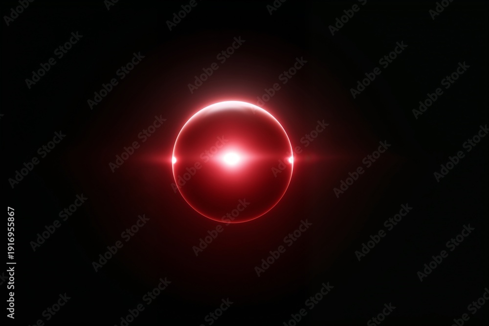 Naklejka premium Glowing red abstract sphere on black background