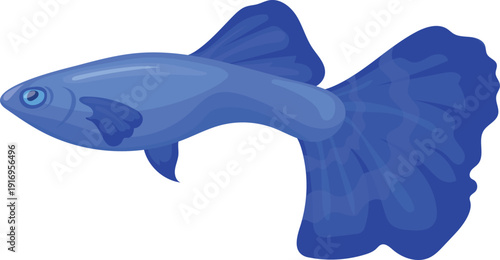 Guppy fish cartoon icon. Blue tropical animal