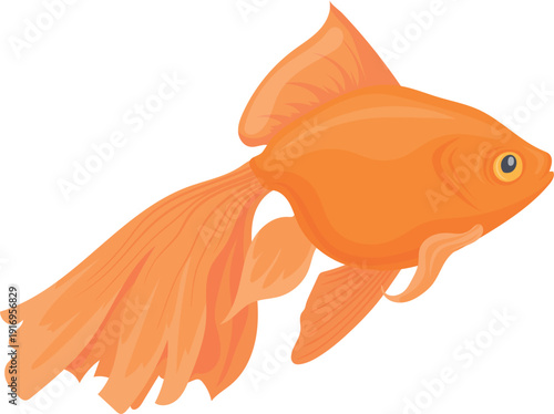 Goldfish cartoon icon. Golden underwater animal. Exotic fish
