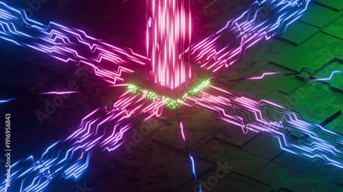 CPU bandwidth data transfer retro style technology animation seamless loop