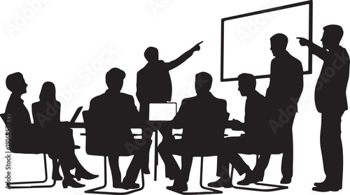 Group of people in a business meeting with presentation