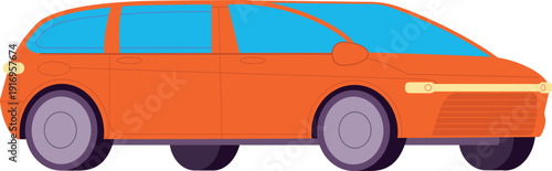 Red suv car. Family auto color icon